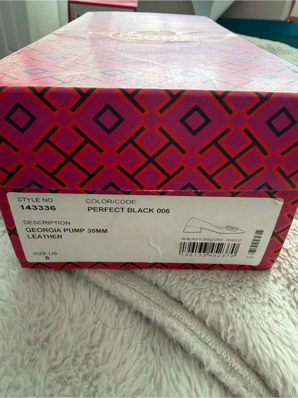 Tory Burch Georgia Women's Black Leather Logo Pumps Shoes Size 6